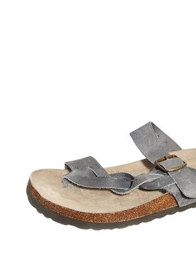 White Mountain Sandals Womens 9 M Gray Braided Leather Crawford Buckle Slip On